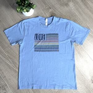 ROYAL APPAREL Blue Rainbow Crew Neck Short Sleeve LOVE  T-Shirt Men’s Size Large